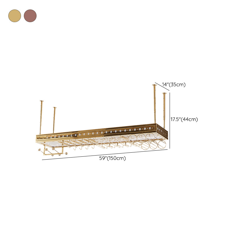 Luxury Style Metal Single Hanging Wine Holder Rack with Shelf