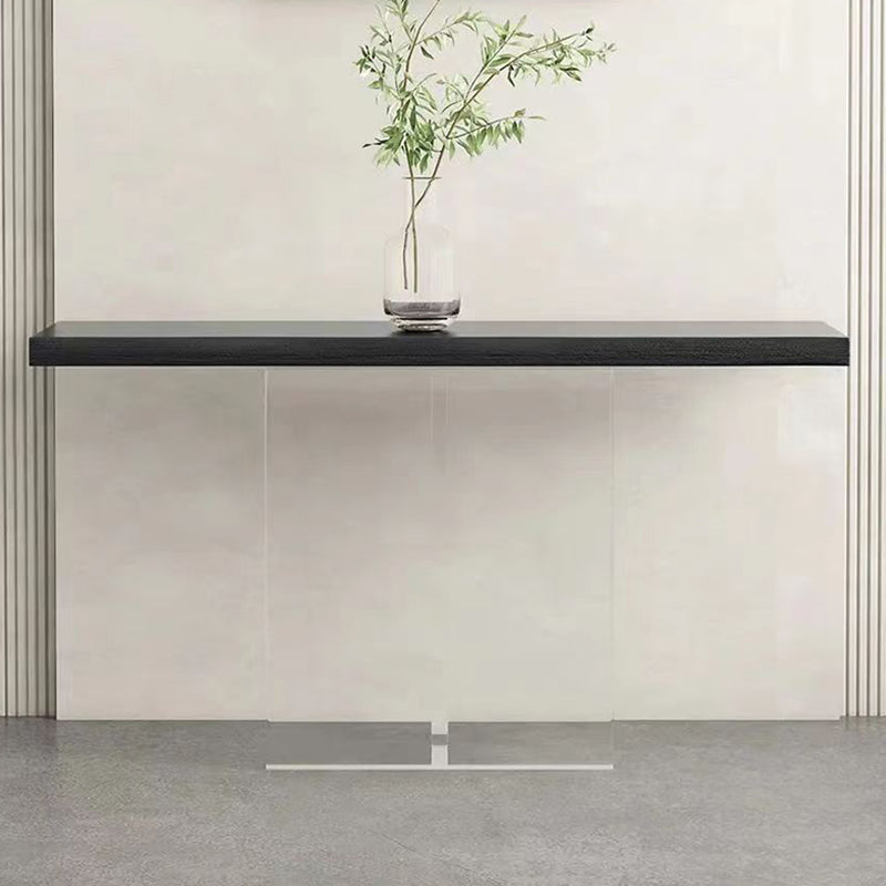 Rectangle Shape Contemporary Console Table Pine Console Sofa Table in Natural/Black