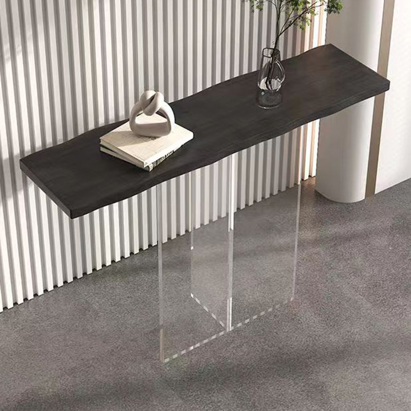 Rectangle Shape Contemporary Console Table Pine Console Sofa Table in Natural/Black