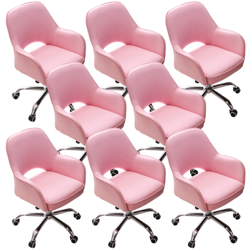 Armless Desk Chair Modern Leather Low-Back Office Chair with Wheels