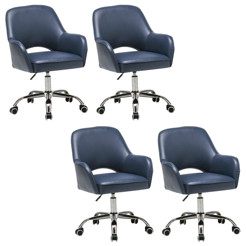 Armless Desk Chair Modern Leather Low-Back Office Chair with Wheels