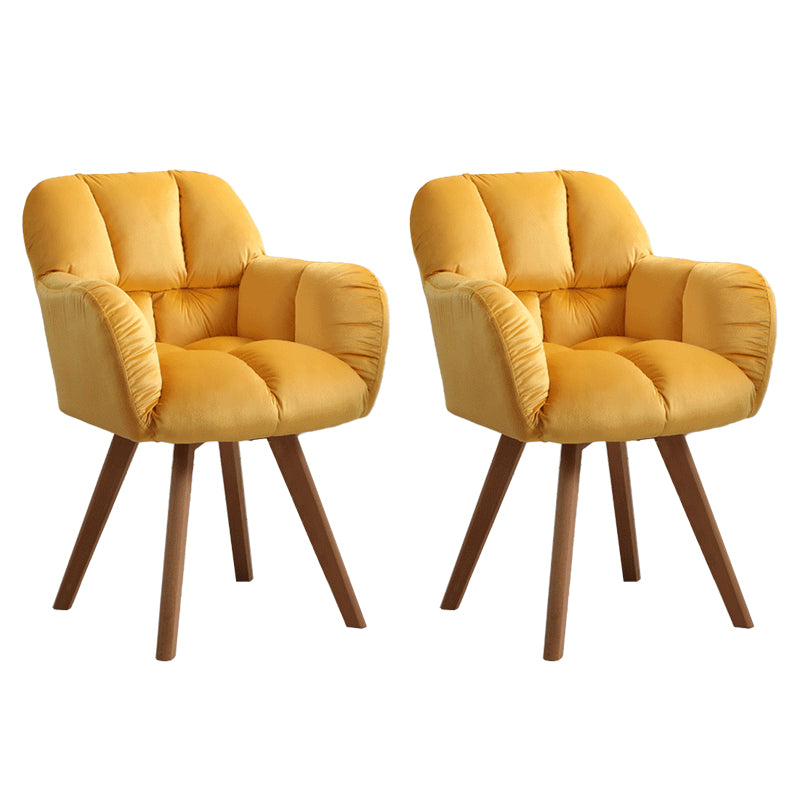 Armless Office Chair Modern Desk Chair with 4 Wooden Legs for Bedroom