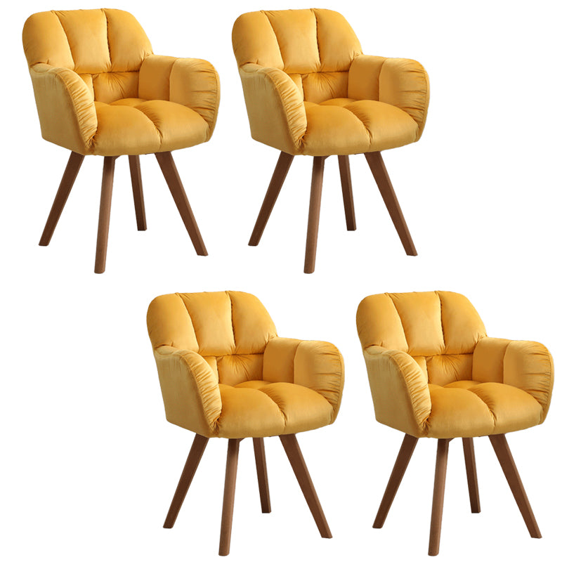 Armless Office Chair Modern Desk Chair with 4 Wooden Legs for Bedroom