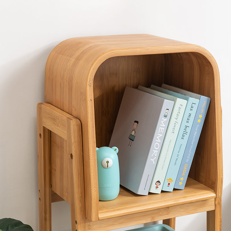 Vertical Contemporary Bamboo Bookcase Closed Back Bookshelf for Home