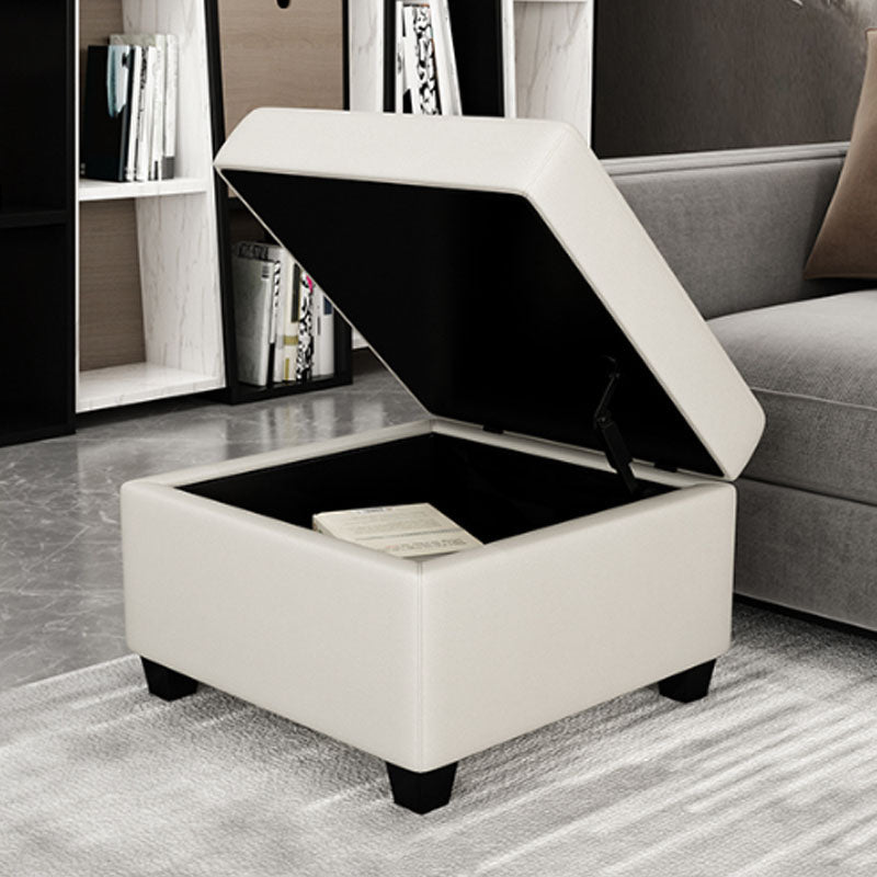 Modern Storage Ottomans Square Leather Storage Ottomans with Legs