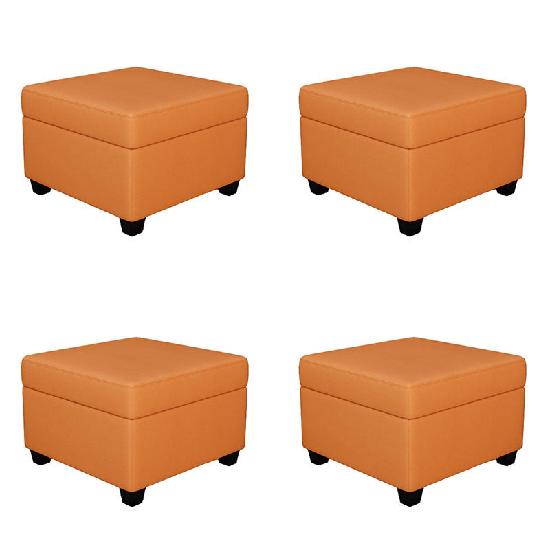 Modern Storage Ottomans Square Leather Storage Ottomans with Legs