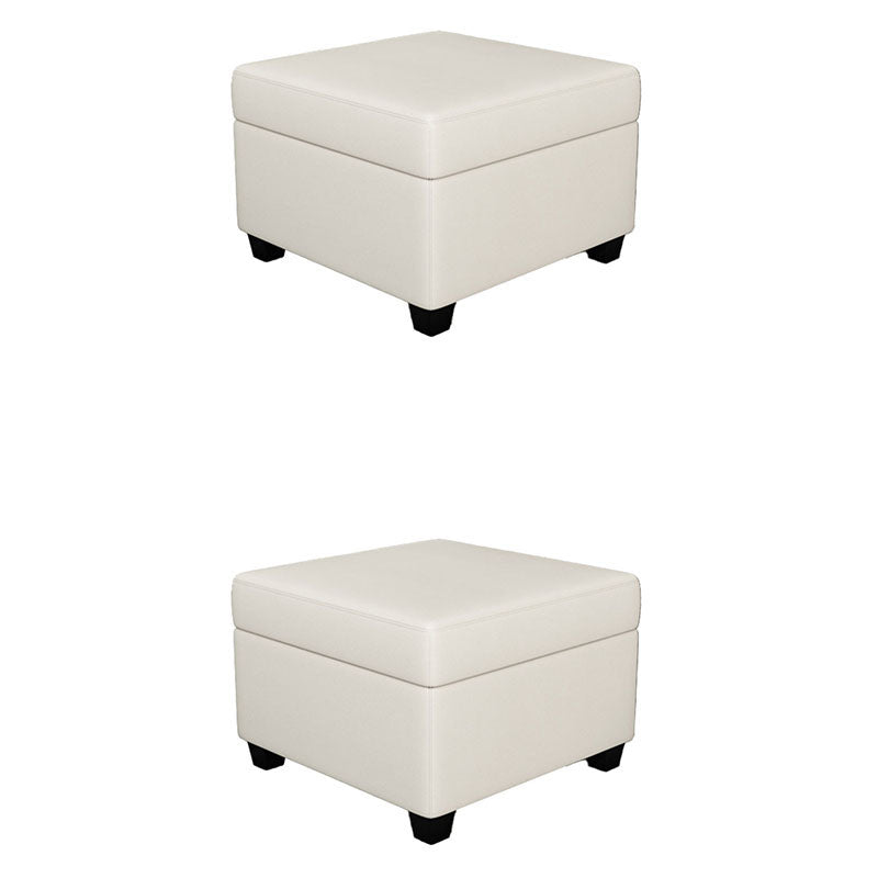 Modern Storage Ottomans Square Leather Storage Ottomans with Legs