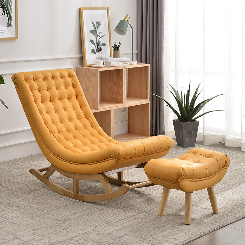 Living Room Leisure Chaise Lazy Sofa Chair Solid Wood Rocking Chair