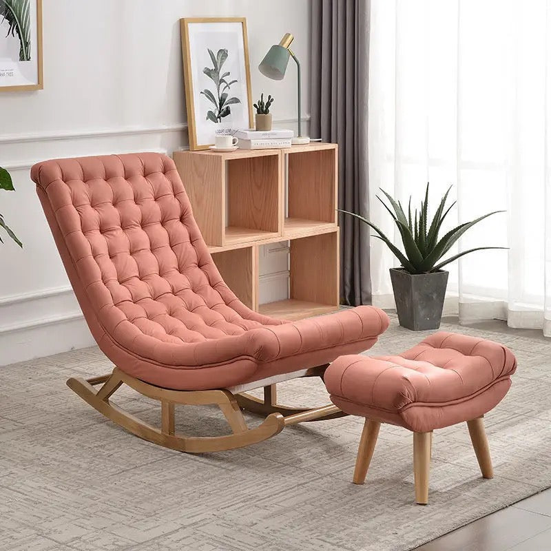 Living Room Leisure Chaise Lazy Sofa Chair Solid Wood Rocking Chair