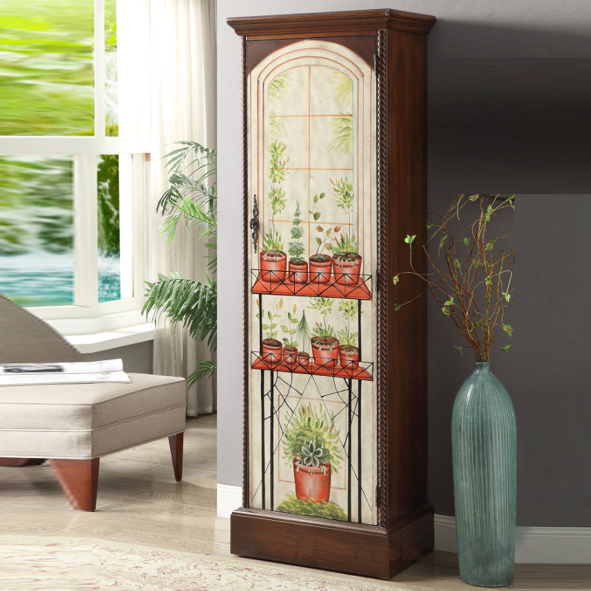 Traditional Style Storage Cabinet Wooden Armoire with Mirror