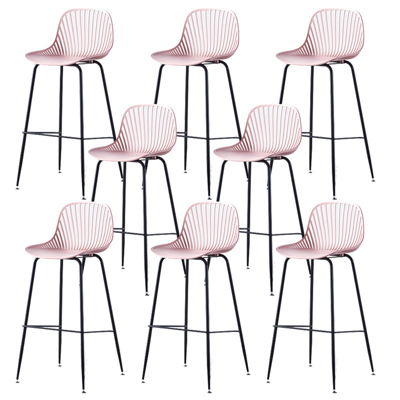 Contemporary Bucket Low Back Armless Bar Stools with Metal Base