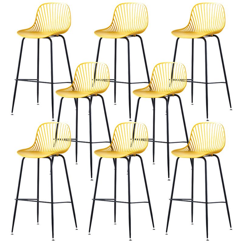 Contemporary Bucket Low Back Armless Bar Stools with Metal Base