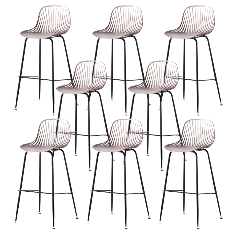 Contemporary Bucket Low Back Armless Bar Stools with Metal Base