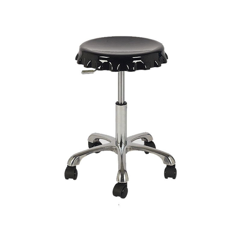 Contemporary Adjustable Backrest Counter High Stool with Metal Base