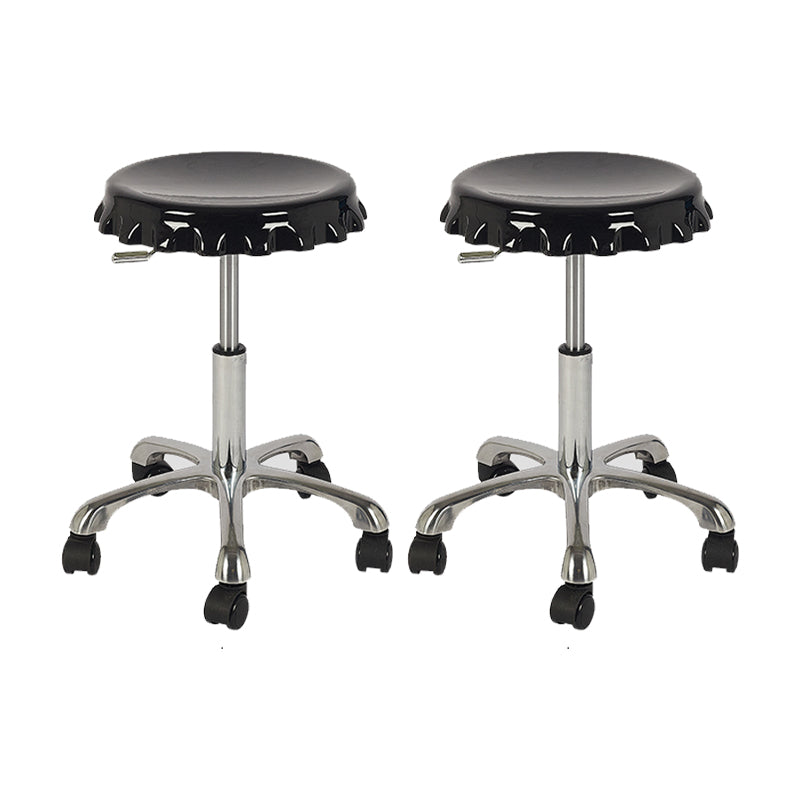 Contemporary Adjustable Backrest Counter High Stool with Metal Base