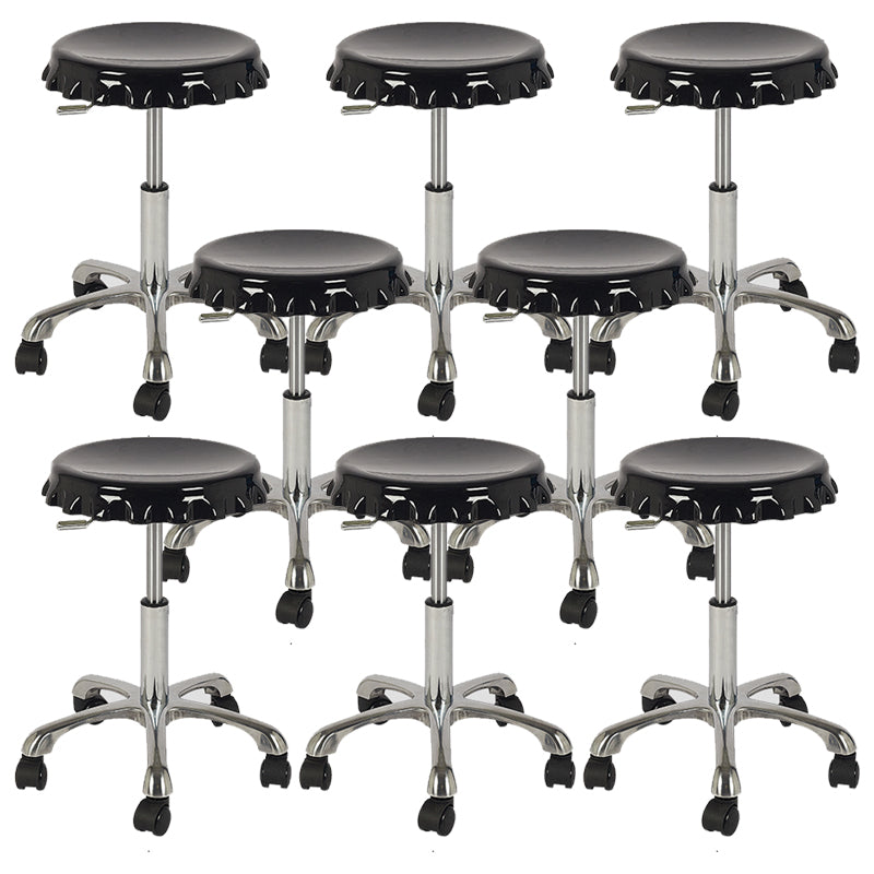 Contemporary Adjustable Backrest Counter High Stool with Metal Base