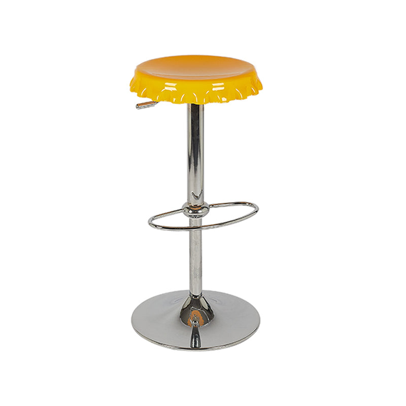 Contemporary Adjustable Backrest Counter High Stool with Metal Base