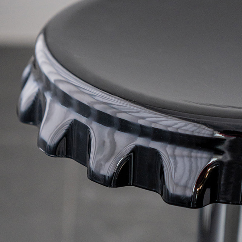 Contemporary Adjustable Backrest Counter High Stool with Metal Base