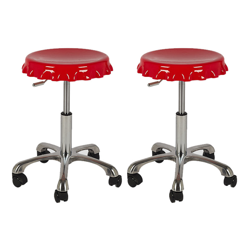 Contemporary Adjustable Backrest Counter High Stool with Metal Base