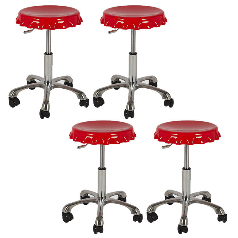 Contemporary Adjustable Backrest Counter High Stool with Metal Base