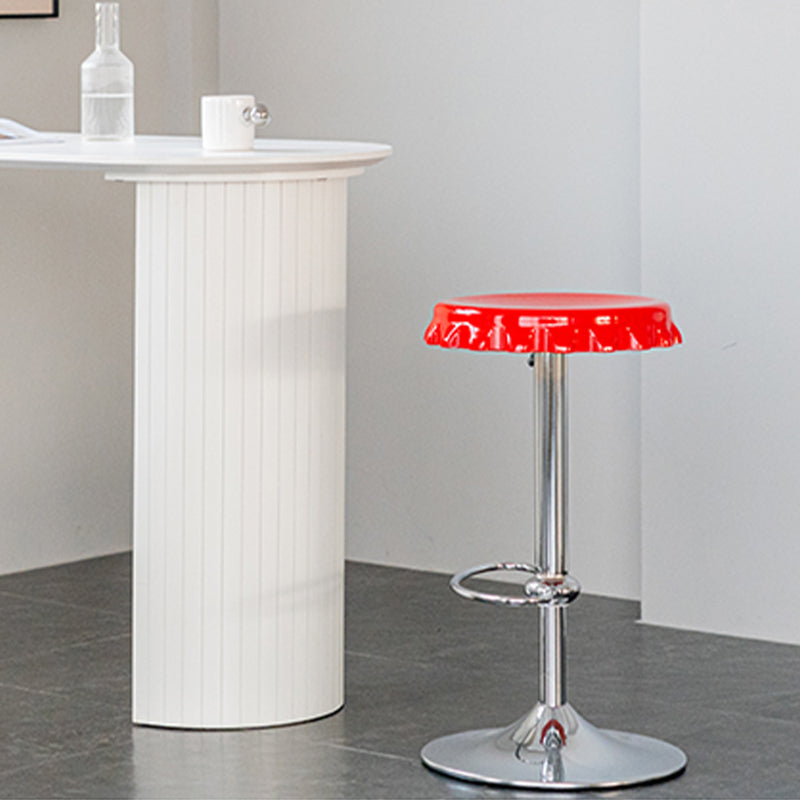 Contemporary Adjustable Backrest Counter High Stool with Metal Base