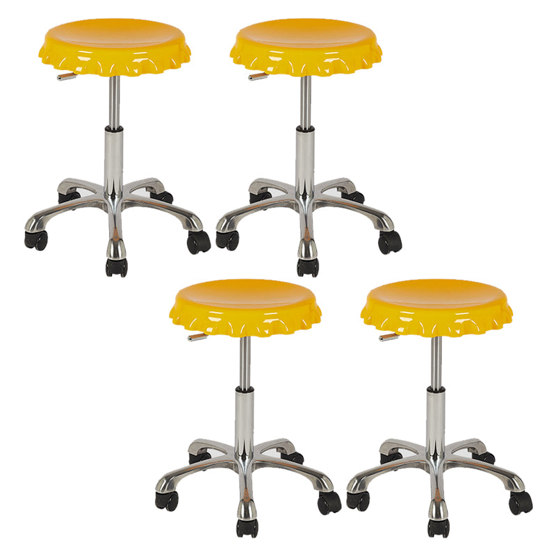 Contemporary Adjustable Backrest Counter High Stool with Metal Base