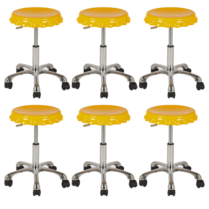 Contemporary Adjustable Backrest Counter High Stool with Metal Base