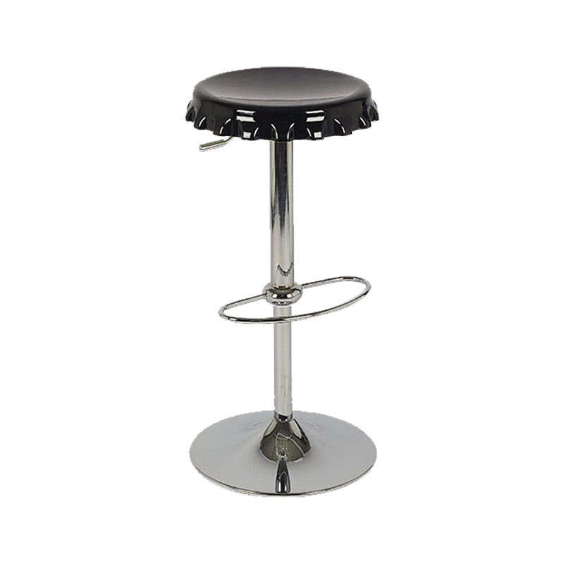 Contemporary Adjustable Backrest Counter High Stool with Metal Base