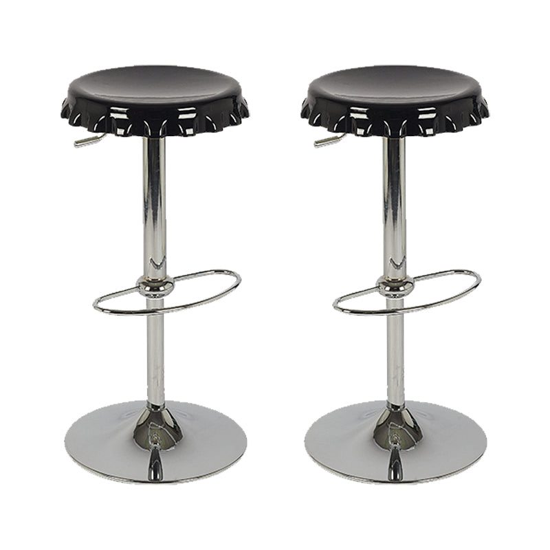 Contemporary Adjustable Backrest Counter High Stool with Metal Base