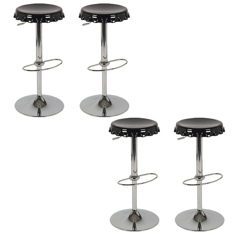 Contemporary Adjustable Backrest Counter High Stool with Metal Base