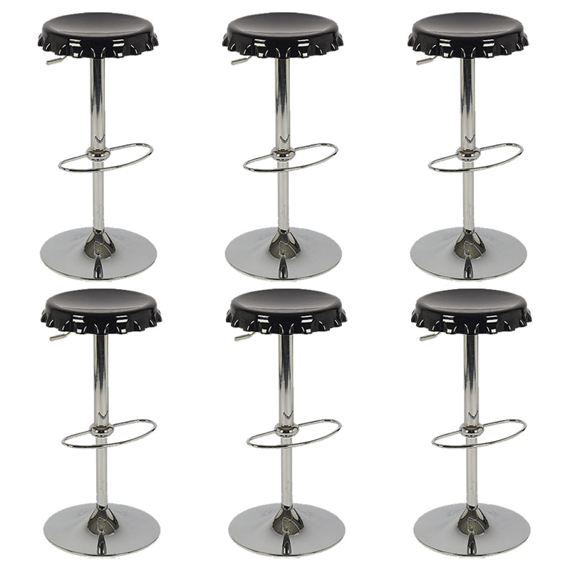 Contemporary Adjustable Backrest Counter High Stool with Metal Base