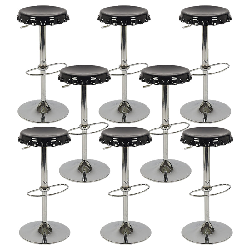 Contemporary Adjustable Backrest Counter High Stool with Metal Base