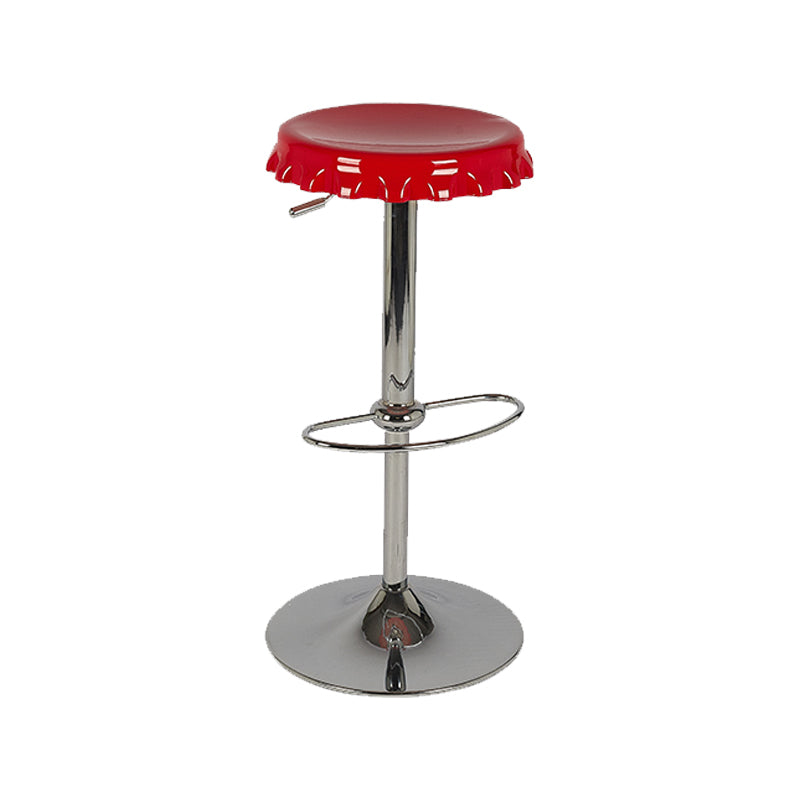 Contemporary Adjustable Backrest Counter High Stool with Metal Base