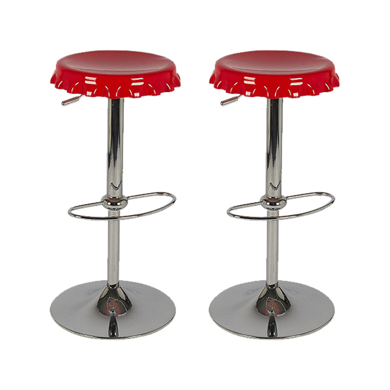 Contemporary Adjustable Backrest Counter High Stool with Metal Base