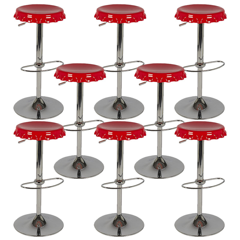 Contemporary Adjustable Backrest Counter High Stool with Metal Base