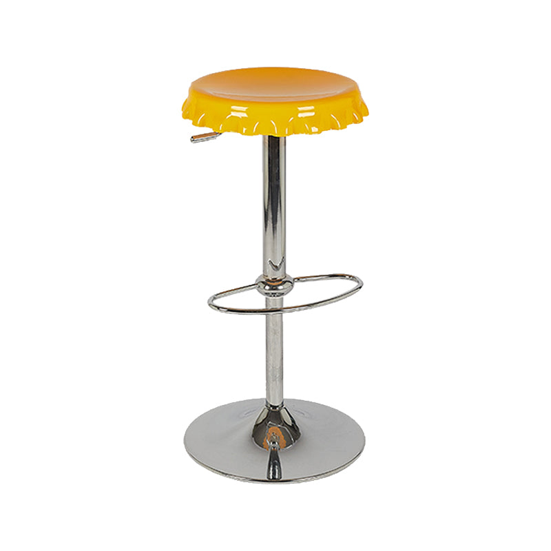 Contemporary Adjustable Backrest Counter High Stool with Metal Base