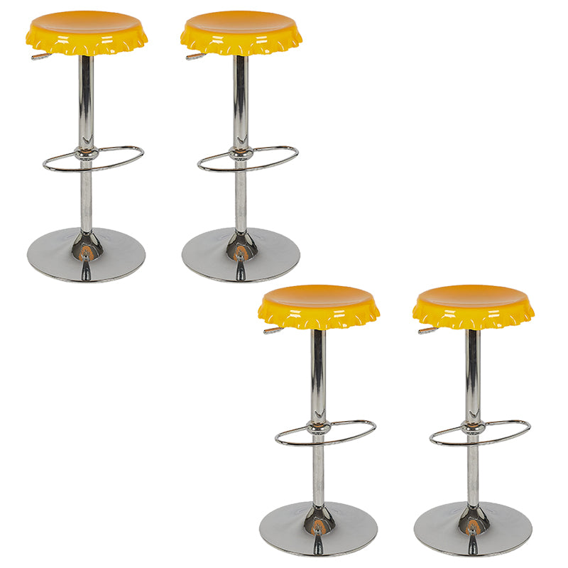 Contemporary Adjustable Backrest Counter High Stool with Metal Base