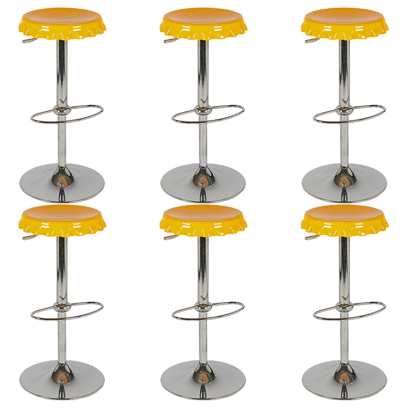 Contemporary Adjustable Backrest Counter High Stool with Metal Base