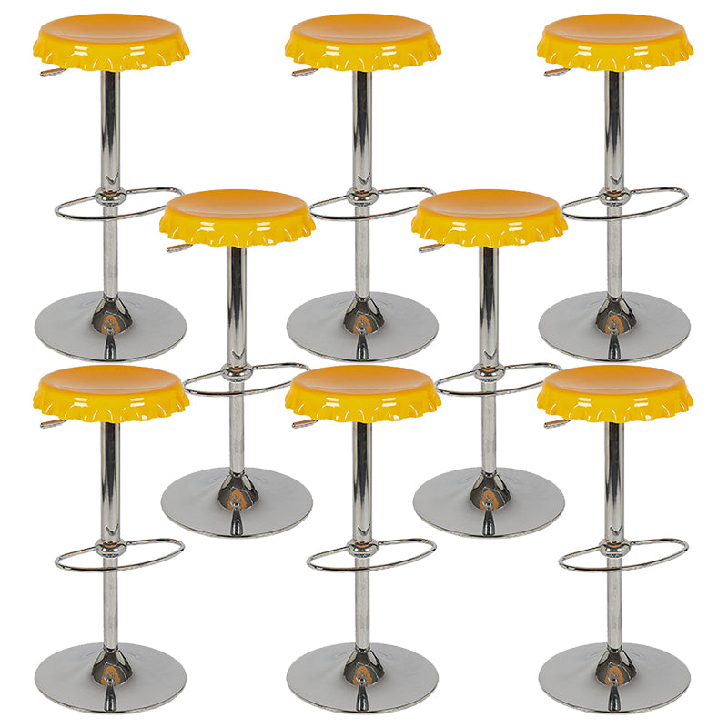 Contemporary Adjustable Backrest Counter High Stool with Metal Base