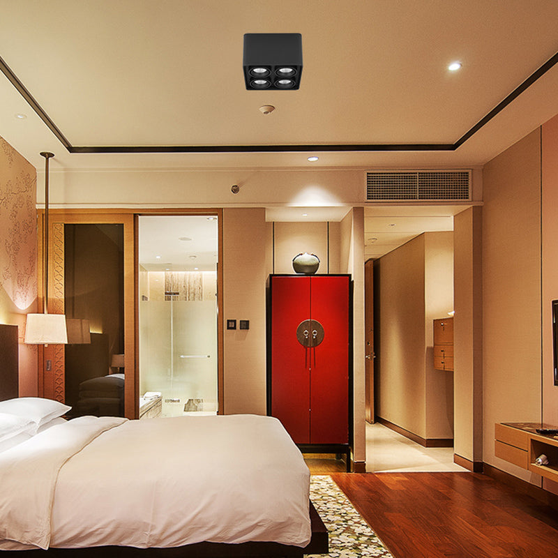 Contemporary Square Shape Ceiling Light with Aluminum Shade for Bedroom