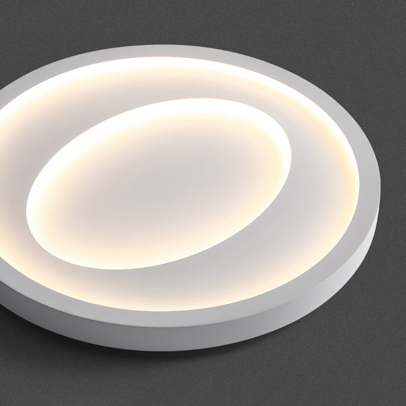 Minimalism Circle Flush Mount Ceiling Light Fixture in White for Bedroom