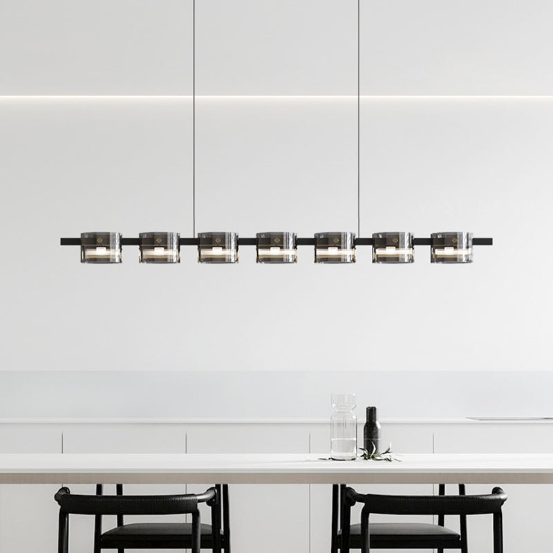 Hanging Lamp Modern Island Chandelier Lights in Black Finish for Dining Room
