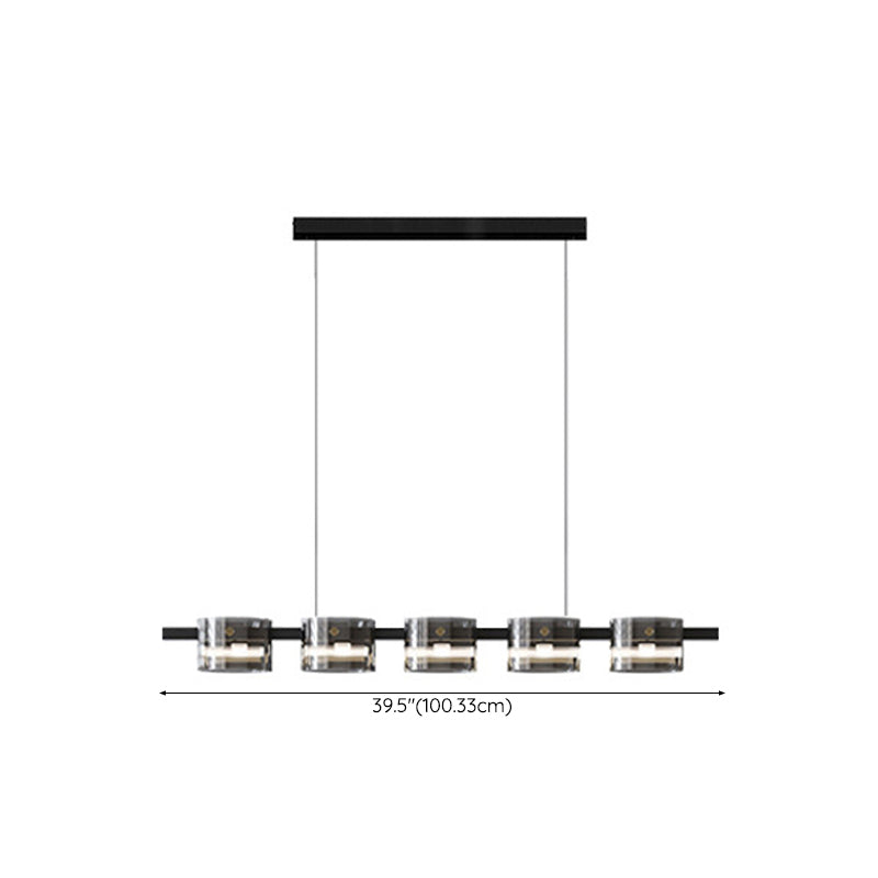 Hanging Lamp Modern Island Chandelier Lights in Black Finish for Dining Room
