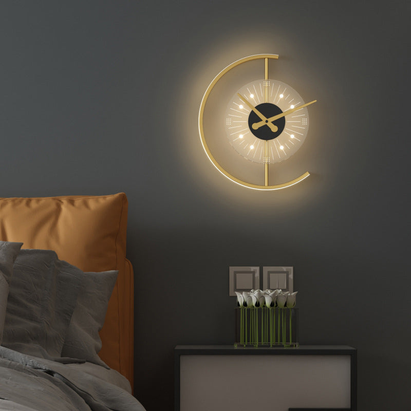 Modern Clock Shape Wall Light Fixtures Metal Wall Light Sconces for Living Room