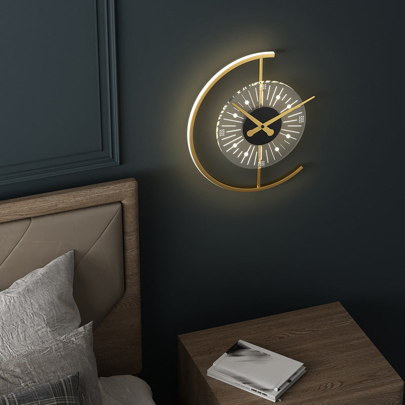 Modern Clock Shape Wall Light Fixtures Metal Wall Light Sconces for Living Room