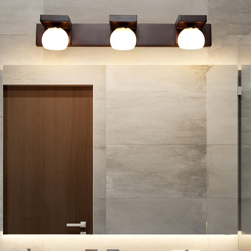 Bowl Shape Wood Vanity Lights Modern Style 2/3 Lights Vanity Light Fixtures in Brown