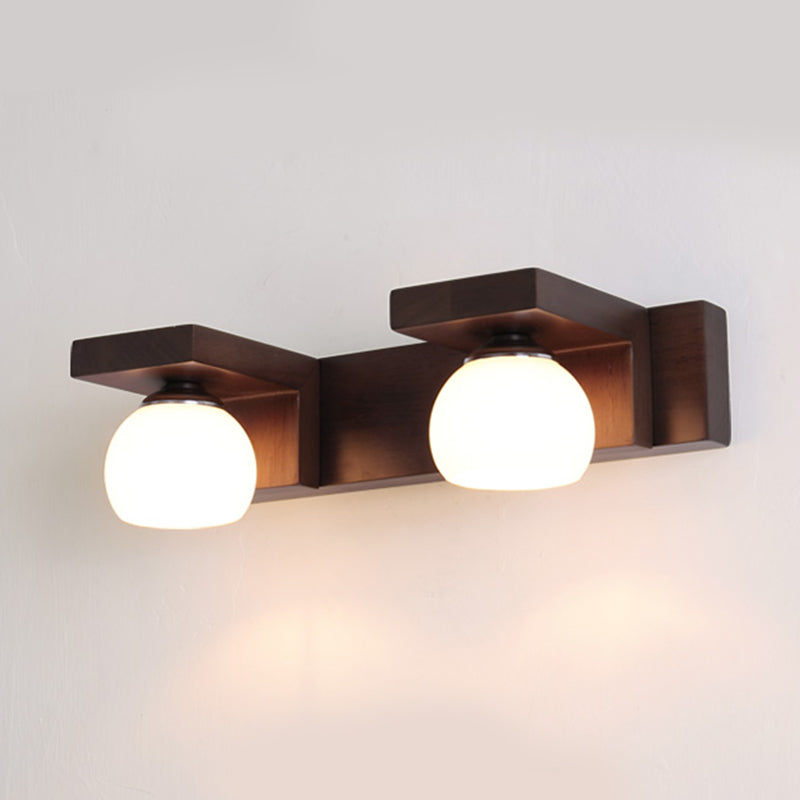 Bowl Shape Wood Vanity Lights Modern Style 2/3 Lights Vanity Light Fixtures in Brown