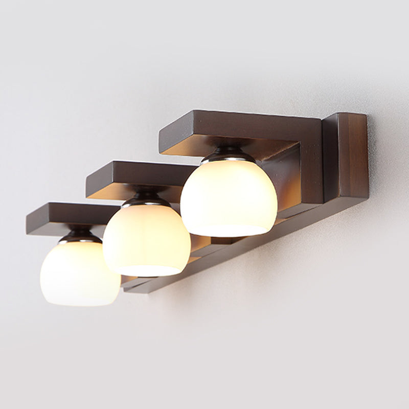 Bowl Shape Wood Vanity Lights Modern Style 2/3 Lights Vanity Light Fixtures in Brown