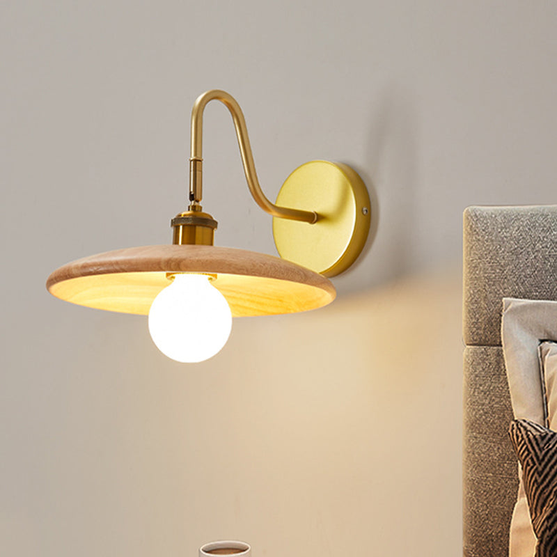 Modernism Single Golden Bathroom Vanity Light Shaded Bath Bar with Wood