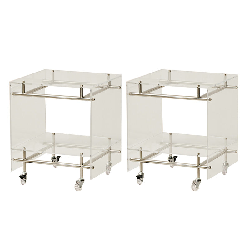 Acrylic End Table Metal Accent Side Table for Living Room with Wheels